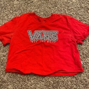 Bright red vans cropped T-shirt.
